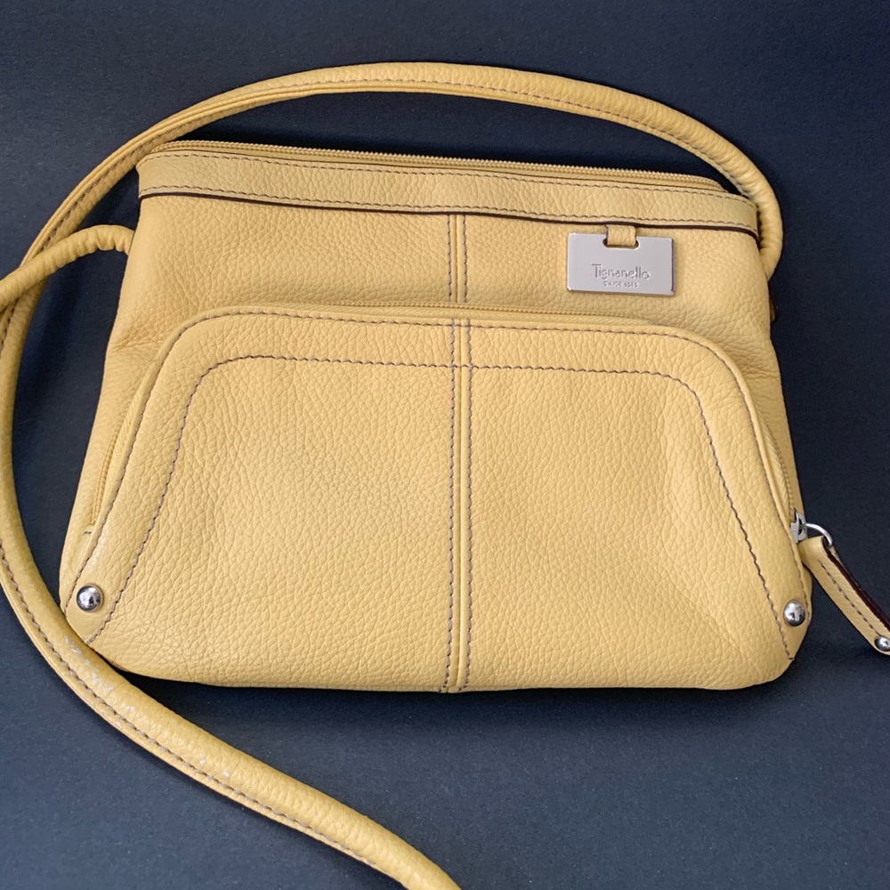 Yellow Textured Leather Crossbody Bag